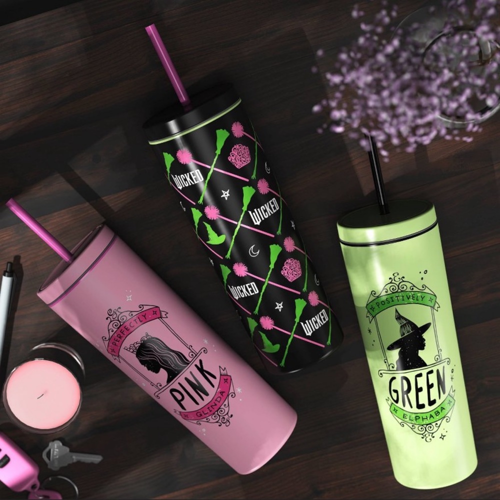Set of 3 wicked movie tumblers Glinda and Elphaba Wicked cups